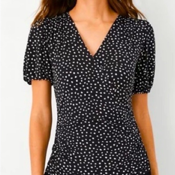 Ann Taylor Black and White Polka Dot Puff Sleeve Top - Picture 1 of 7